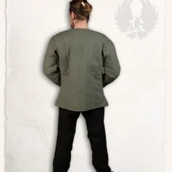 Mytholon 15de Eeuwse Gambeson Aulber, Olijfgroen Canvas -Viking zwaarden Winkel 15de eeuwse gambeson aulber olijfgroen canvas 2