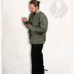 Mytholon 15de Eeuwse Gambeson Aulber, Olijfgroen Canvas -Viking zwaarden Winkel 15de eeuwse gambeson aulber olijfgroen canvas 4