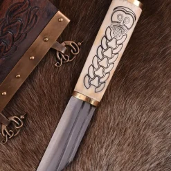 Deepeeka Kleine Noorse Viking Sax Met Gedecoreerd Benen Handvat -Viking zwaarden Winkel kleine noorse viking sax met gedecoreerd benen han 2