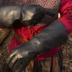 Epic Armoury Leren Middeleeuwse Handschoenen, Zwart